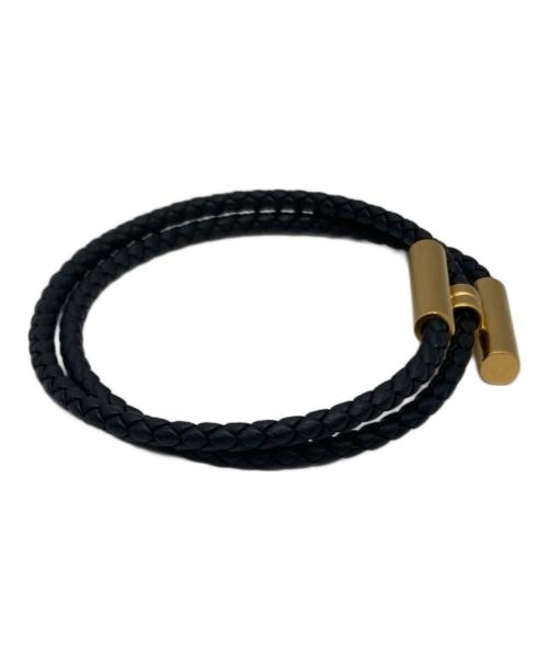 HERMES（エルメス）HERMES (エルメス) Tournis  トゥルニ レザーブレスレット ブラックの古着・服飾アイテム