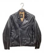 Cinquanta×BEAMS Fチンクワンタ×ビームスエフ）の古着「別注 ホースレザー スタンドカラー ダブルライダース」｜ブラック