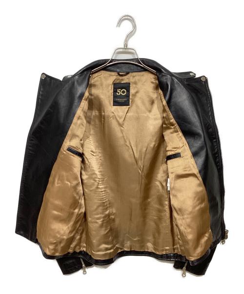 Cinquanta（チンクワンタ）Cinquanta (チンクワンタ) BEAMS F (ビームスエフ) 別注 ホースレザー スタンドカラー ダブルライダース ブラック サイズ:48の古着・服飾アイテム