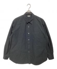 STEVEN ALAN（スティーブンアラン）の古着「ガーメントダイ ポプリン レギュラーシャツ」｜ブラック