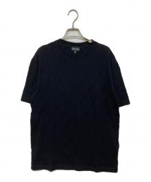 GIORGIO ARMANI（ジョルジョアルマーニ）の古着「編み柄 ハイゲージ半袖ニット」｜ブラック