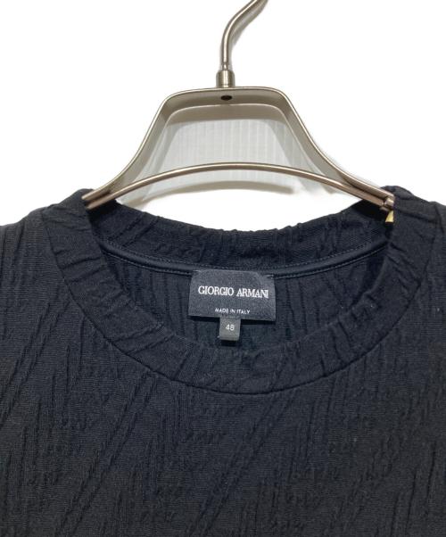 GIORGIO ARMANI（ジョルジョアルマーニ）GIORGIO ARMANI (ジョルジョアルマーニ) 編み柄 ハイゲージ半袖ニット ブラック サイズ:48の古着・服飾アイテム