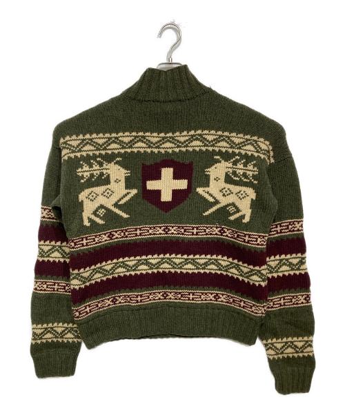POLO RALPH LAUREN（ポロ・ラルフローレン）POLO RALPH LAUREN (ポロ・ラルフローレン) 鹿柄ノルディックハンドニット グリーン サイズ:XLの古着・服飾アイテム