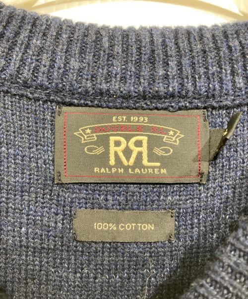 RRL（ダブルアールエル）RRL (ダブルアールエル) ショルダーボタン ボーダニット ネイビー サイズ:Lの古着・服飾アイテム