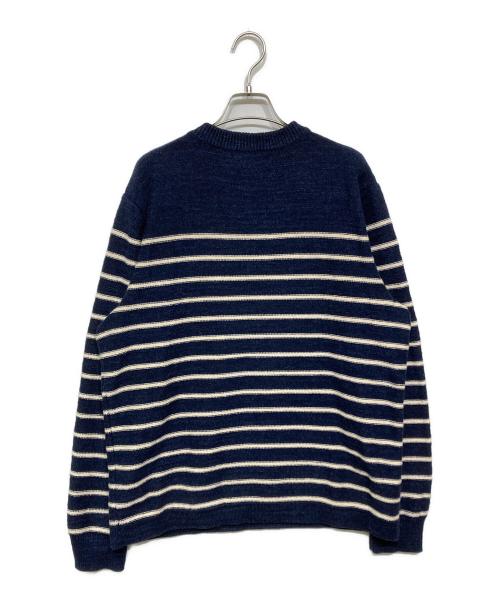 RRL（ダブルアールエル）RRL (ダブルアールエル) ショルダーボタン ボーダニット ネイビー サイズ:Lの古着・服飾アイテム