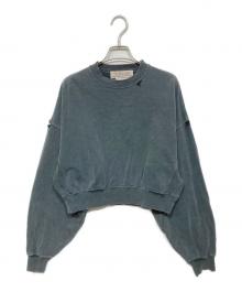REMI RELIEF×SHISHIKUI（レミレリーフ×シシクイ）の古着「ダメージ加工クルーネックスウェット」｜ブラック