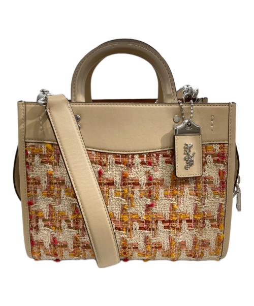 COACH（コーチ）COACH (コーチ) ローグ 25・ツイード バッグ ベージュの古着・服飾アイテム