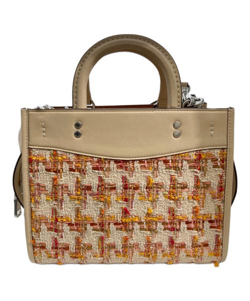 COACH（コーチ）COACH (コーチ) ローグ 25・ツイード バッグ ベージュの古着・服飾アイテム