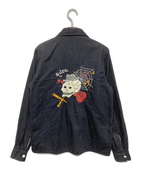 RUDE GALLERY（ルードギャラリー）RUDE GALLERY (ルードギャラリー) スカル刺繍デニムベトジャン ブラック サイズ:3の古着・服飾アイテム