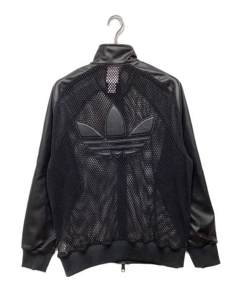 adidas（アディダス）adidas (アディダス) JEREMY SCOTT (ジェレミー スコット) フェイクレザー メッシュ トラックトップ JY2016 ブラック サイズ:2XLの古着・服飾アイテム