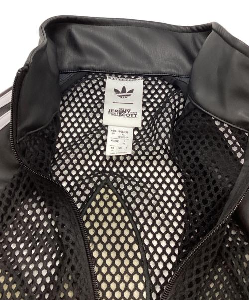 adidas（アディダス）adidas (アディダス) JEREMY SCOTT (ジェレミー スコット) フェイクレザー メッシュ トラックトップ JY2016 ブラック サイズ:2XLの古着・服飾アイテム