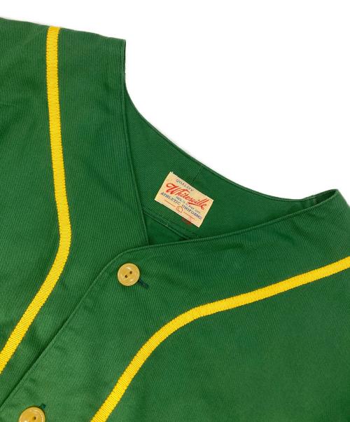 whitesville（ホワイツビル）whitesville (ホワイツビル) COTTON TWILL BASEBALL SHIRT グリーン×イエロー サイズ:Lの古着・服飾アイテム