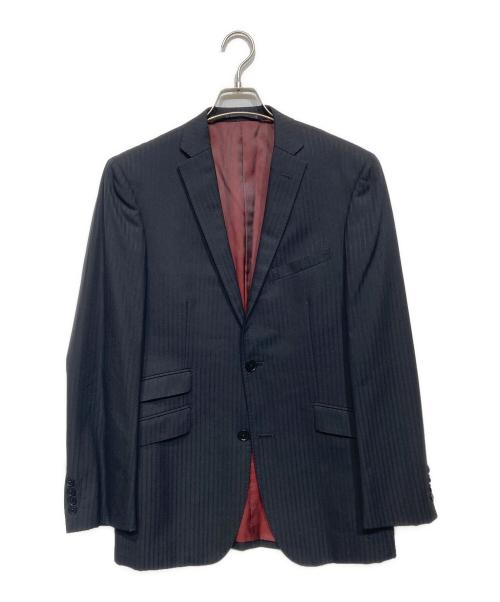 BURBERRY BLACK LABEL（バーバリーブラックレーベル）BURBERRY BLACK LABEL (バーバリーブラックレーベル) 3ピースストライプセットアップ ブラック サイズ:40の古着・服飾アイテム