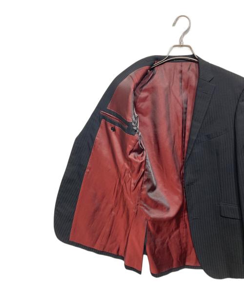 BURBERRY BLACK LABEL（バーバリーブラックレーベル）BURBERRY BLACK LABEL (バーバリーブラックレーベル) 3ピースストライプセットアップ ブラック サイズ:40の古着・服飾アイテム