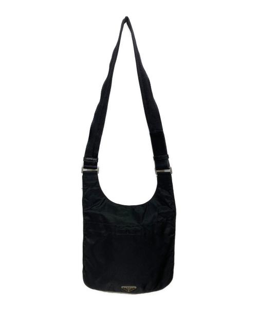 PRADA（プラダ）PRADA (プラダ) トライアングルロゴナイロンショルダーバッグ ブラックの古着・服飾アイテム
