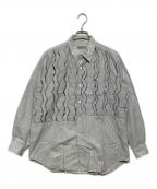 COMME des GARCONS HOMMEコムデギャルソン オム）の古着「ラメストライプシャツ」｜ネイビー