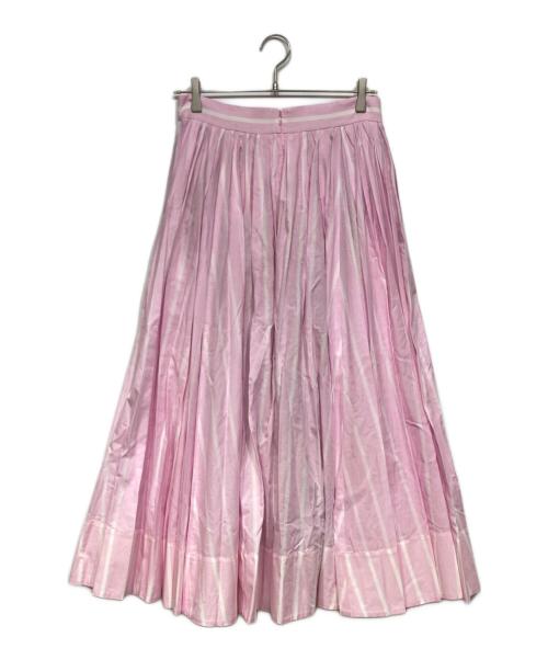 ebure（エブール）ebure (エブール) マラケッシュストライプボリュームフレアスカート ピンク×ホワイト サイズ:40の古着・服飾アイテム