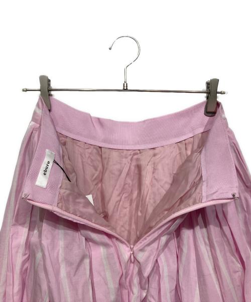 ebure（エブール）ebure (エブール) マラケッシュストライプボリュームフレアスカート ピンク×ホワイト サイズ:40の古着・服飾アイテム