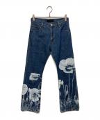 shoop×STUDIOUSシュープ×ステュディオス）の古着「フラワープリントフレアデニムパンツ」｜インディゴ