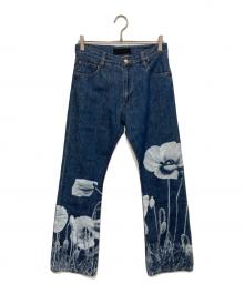 shoop×STUDIOUS（シュープ×ステュディオス）の古着「フラワープリントフレアデニムパンツ」｜インディゴ