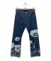 shoop（シュープ）の古着「フラワープリントフレアデニムパンツ」｜インディゴ