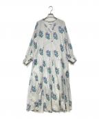 ne quittez pasヌキテパ）の古着「Cotton Jacquard Lily Print Flare Dress」｜グレー×パープル