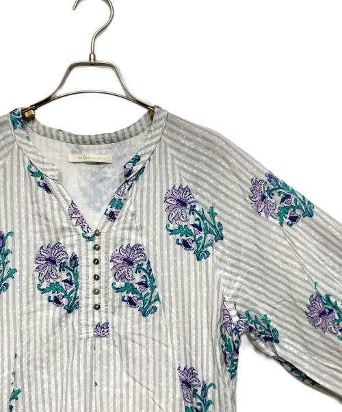 ne quittez pas（ヌキテパ）ne quittez pas (ヌキテパ) Cotton Jacquard Lily Print Flare Dress グレー×パープル サイズ:Mの古着・服飾アイテム