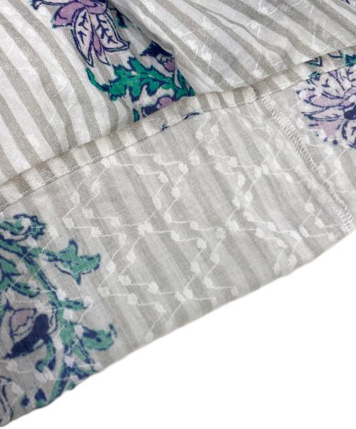 ne quittez pas（ヌキテパ）ne quittez pas (ヌキテパ) Cotton Jacquard Lily Print Flare Dress グレー×パープル サイズ:Mの古着・服飾アイテム