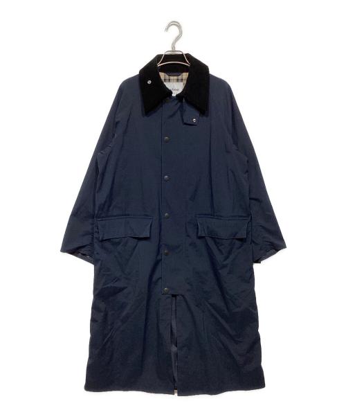 Barbour（バブアー）Barbour (バブアー) JOURNAL STANDARD (ジャーナルスタンダード) 別注 BURGHLEY ロングコート ネイビー×ブラック サイズ:34の古着・服飾アイテム