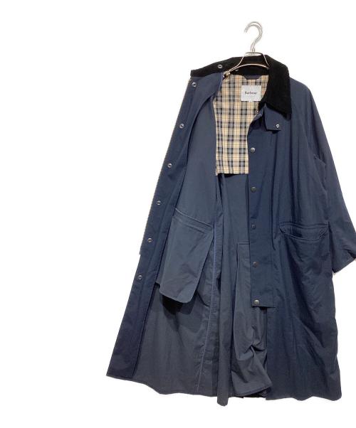 Barbour（バブアー）Barbour (バブアー) JOURNAL STANDARD (ジャーナルスタンダード) 別注 BURGHLEY ロングコート ネイビー×ブラック サイズ:34の古着・服飾アイテム