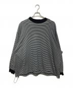 is-nessイズネス）の古着「BALLOON STRIPES LONG SLEEVE（バルーン ストライプ ロング スリーブ）」｜ブラック×ホワイト