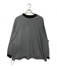 is-ness（イズネス）の古着「BALLOON STRIPES LONG SLEEVE（バルーン ストライプ ロング スリーブ）」｜ブラック×ホワイト