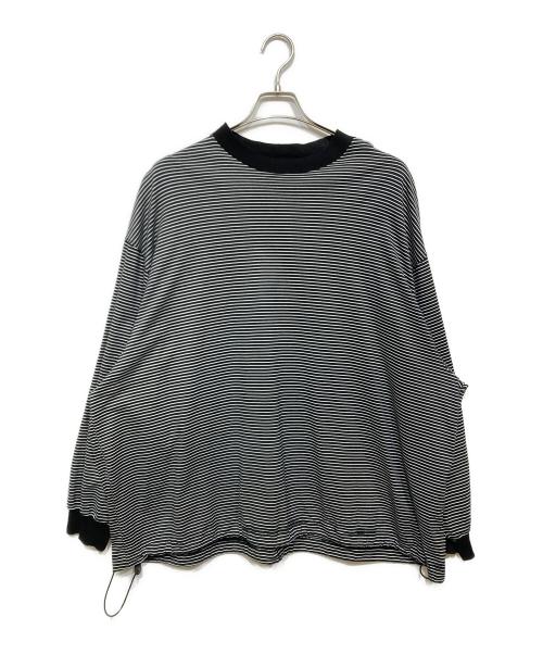 is-ness（イズネス）is-ness (イズネス) BALLOON STRIPES LONG SLEEVE（バルーン ストライプ ロング スリーブ） ブラック×ホワイト サイズ:Mの古着・服飾アイテム