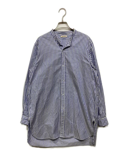 HEUGN（ユーゲン）HEUGN (ユーゲン) ROB Band Collar Shirt ブルー サイズ:3の古着・服飾アイテム