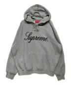 SUPREMEシュプリーム）の古着「Raised script Hooded Sweatshirt（レイズ スクリプト フーデッド スウェット）」｜グレー
