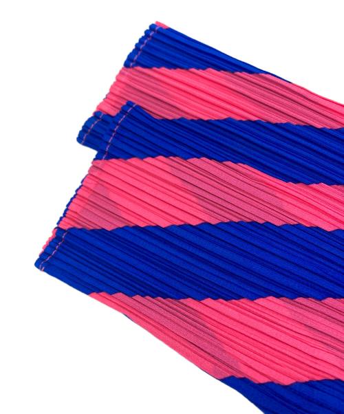 PLEATS PLEASE（プリーツプリーズ）PLEATS PLEASE (プリーツプリーズ) プリーツカットソー ブルー×ピンク サイズ:3の古着・服飾アイテム