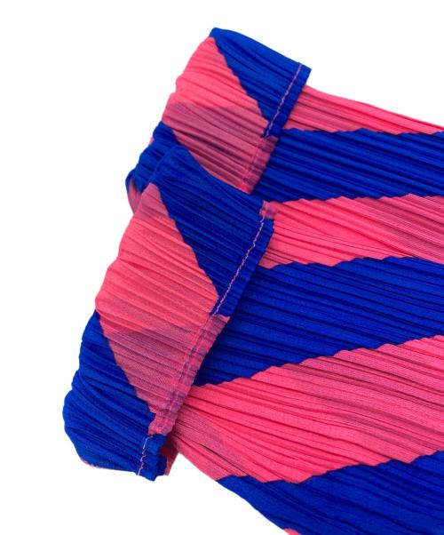 PLEATS PLEASE（プリーツプリーズ）PLEATS PLEASE (プリーツプリーズ) プリーツカットソー ブルー×ピンク サイズ:3の古着・服飾アイテム