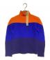 me ISSEY MIYAKE（ミーイッセイ ミヤケ）の古着「デザインハイネックプリーツカットソー」｜ネイビー×オレンジ