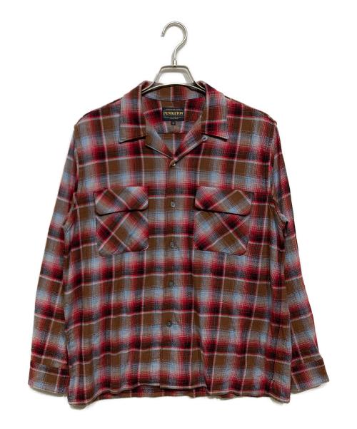 PENDLETON（ペンドルトン）PENDLETON (ペンドルトン) オープンカラーオンブレチェックシャツ レッド サイズ:Mの古着・服飾アイテム
