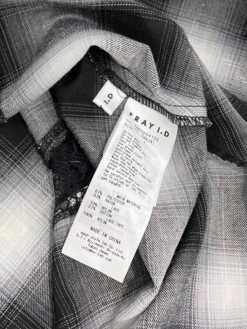 FRAY ID（フレイ アイディー）FRAY ID (フレイ アイディー) レーストリムスリップワンピース ブラック×グレー サイズ:1の古着・服飾アイテム