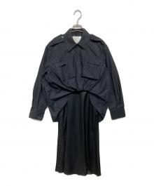 3.1 phillip lim（スリーワンフィリップリム）の古着「Draped Shirt Combo Slip Dress」｜ブラック