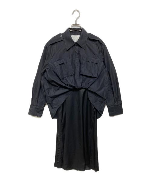 3.1 phillip lim（スリーワンフィリップリム）3.1 phillip lim (スリーワンフィリップリム) Draped Shirt Combo Slip Dress ブラック サイズ:2の古着・服飾アイテム