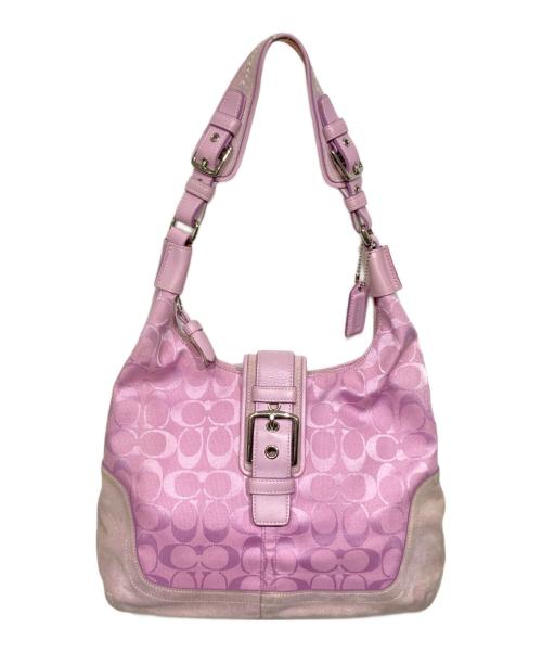 COACH（コーチ）COACH (コーチ) シグネチャー ワンショルダーバッグ ピンクの古着・服飾アイテム
