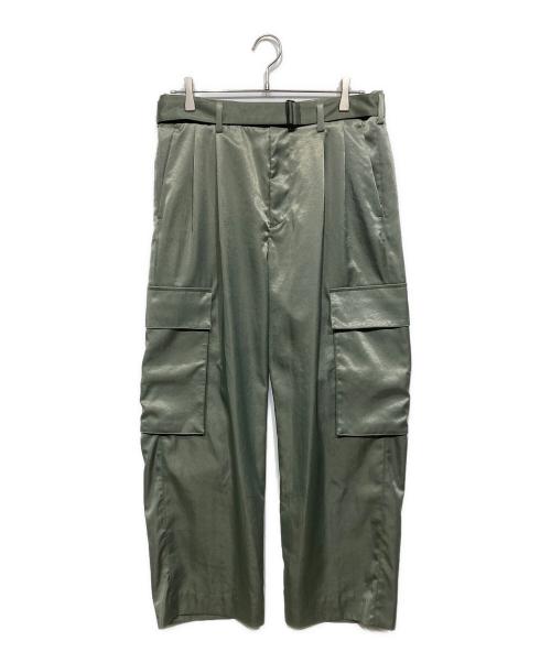 08sircus（ゼロエイトサーカス）08sircus (ゼロエイトサーカス) Satin belted cargo pants グリーン サイズ:5の古着・服飾アイテム