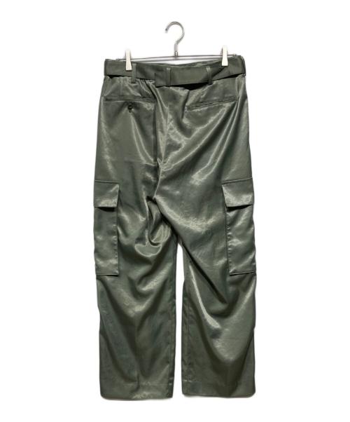 08sircus（ゼロエイトサーカス）08sircus (ゼロエイトサーカス) Satin belted cargo pants グリーン サイズ:5の古着・服飾アイテム