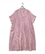 ne quittez pasヌキテパ）の古着「Poplin Stripe Big Shirts Dress」｜ピンク×ホワイト