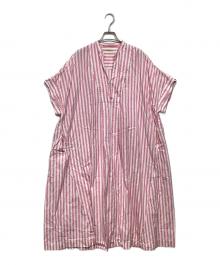 ne quittez pas（ヌキテパ）の古着「Poplin Stripe Big Shirts Dress」｜ピンク×ホワイト