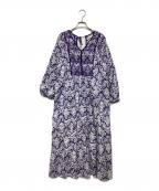 ne quittez pasヌキテパ）の古着「Dobby Stripe Damask Print Yoke Shirring Dress」｜パープル×ホワイト