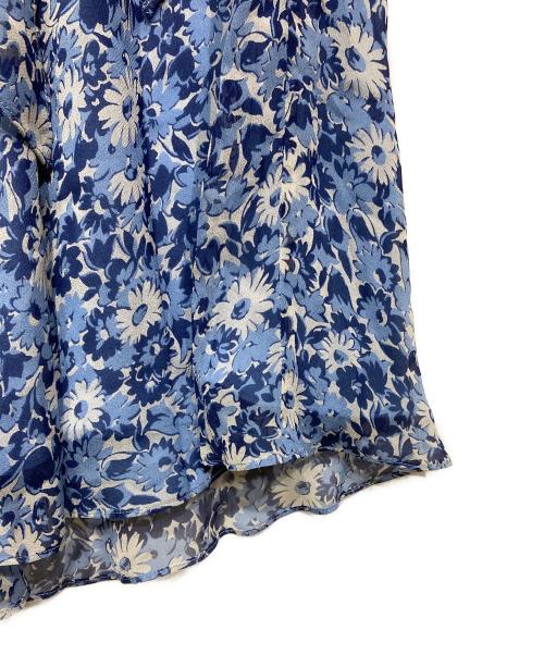 POLO RALPH LAUREN（ポロ・ラルフローレン）POLO RALPH LAUREN (ポロ・ラルフローレン) シルク花柄シアースカート ブルー サイズ:6の古着・服飾アイテム