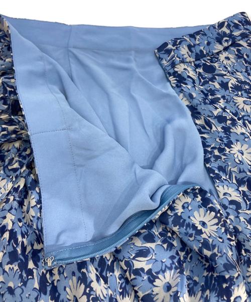 POLO RALPH LAUREN（ポロ・ラルフローレン）POLO RALPH LAUREN (ポロ・ラルフローレン) シルク花柄シアースカート ブルー サイズ:4の古着・服飾アイテム
